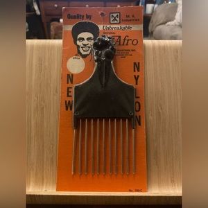 Authentic Vintage 70s 'Clinched Fist' Unbreakable Nylon Steel Teeth Afro Pick